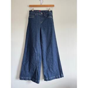 Spanx Wide Leg Jeans Women’s Small Petite High Rise Stretch Denim Blue
